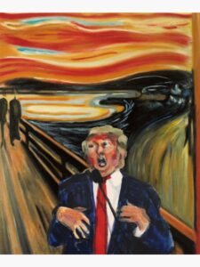 Donald Trump The Scream Painting Edvard Munch mashup Art Board Print